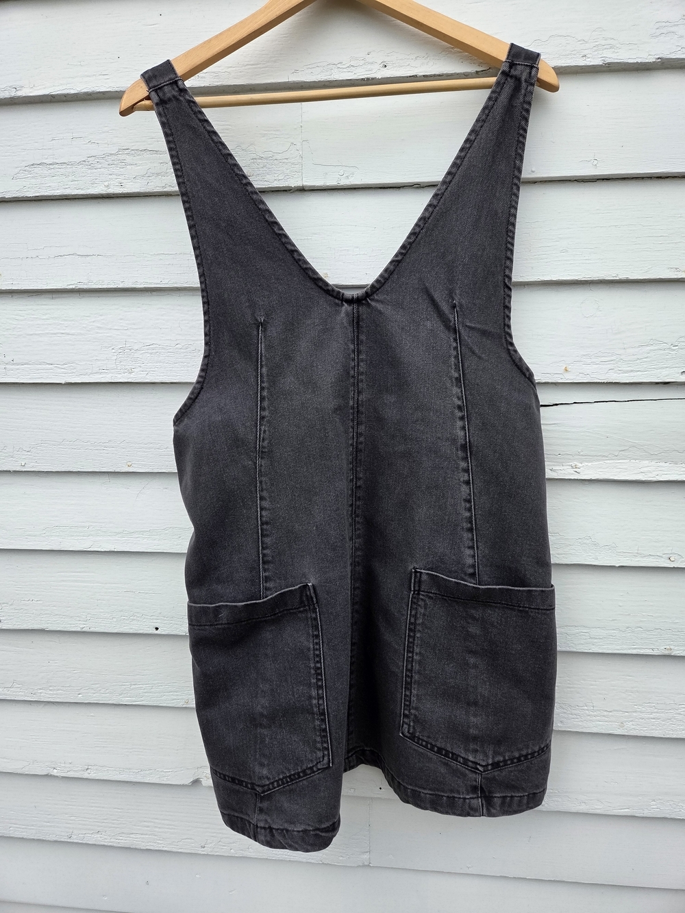We The Free Washed Black Denim Mini Overall Dress - Picture 10 of 13